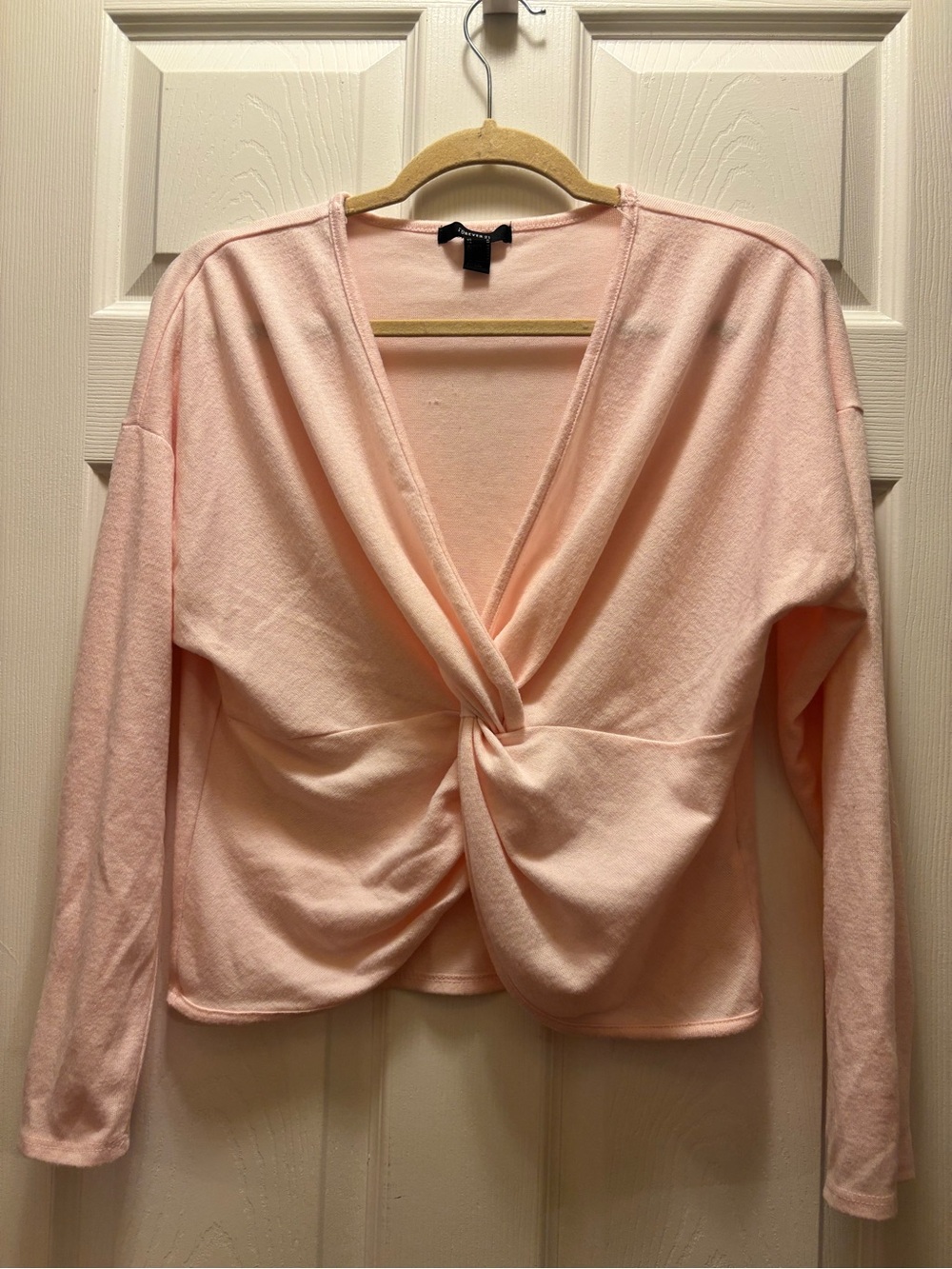 Forever 21 Light Pink Twist-Front Long Sleeve Top